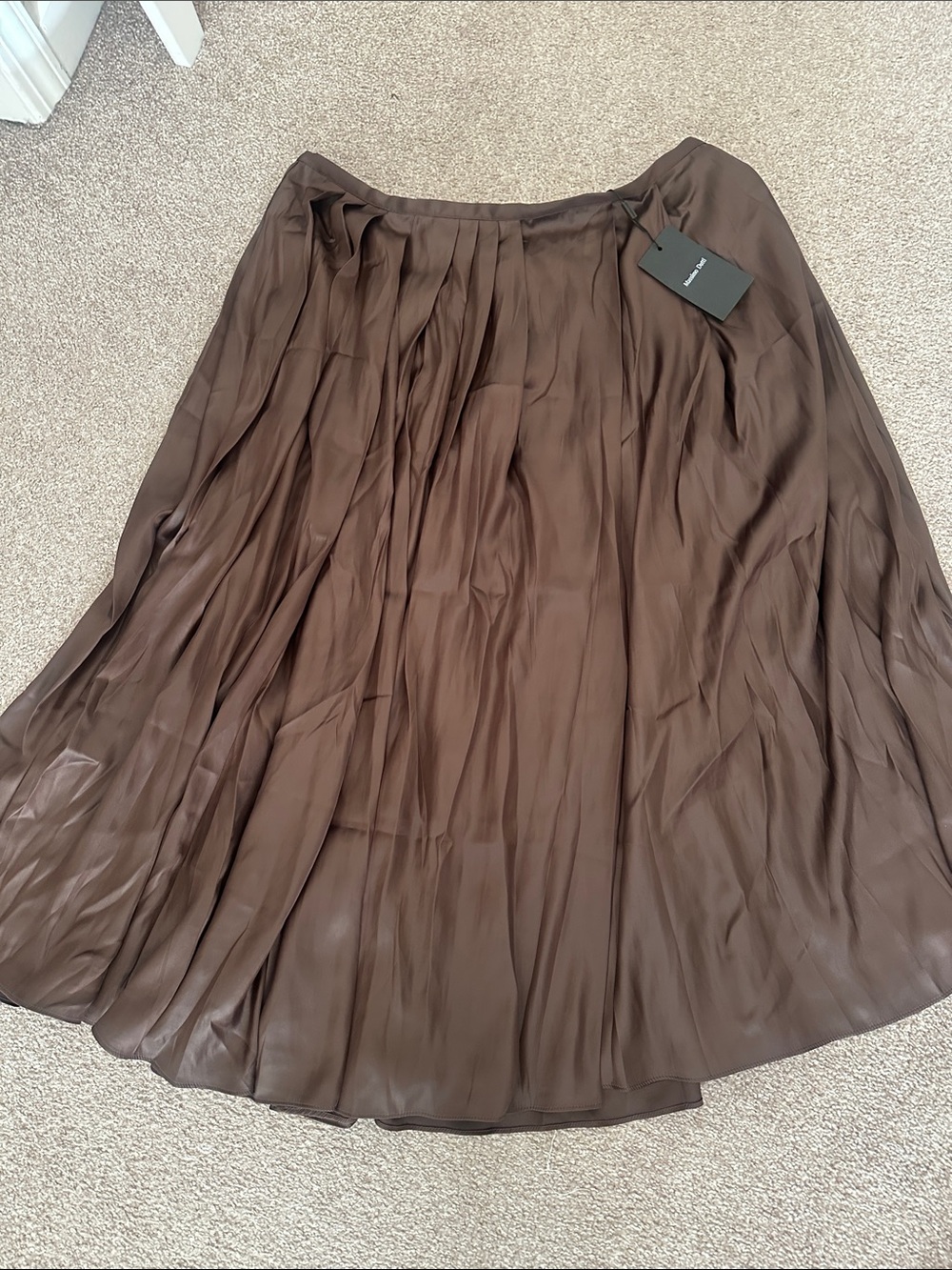 Massimo dutti brown satin skirt
